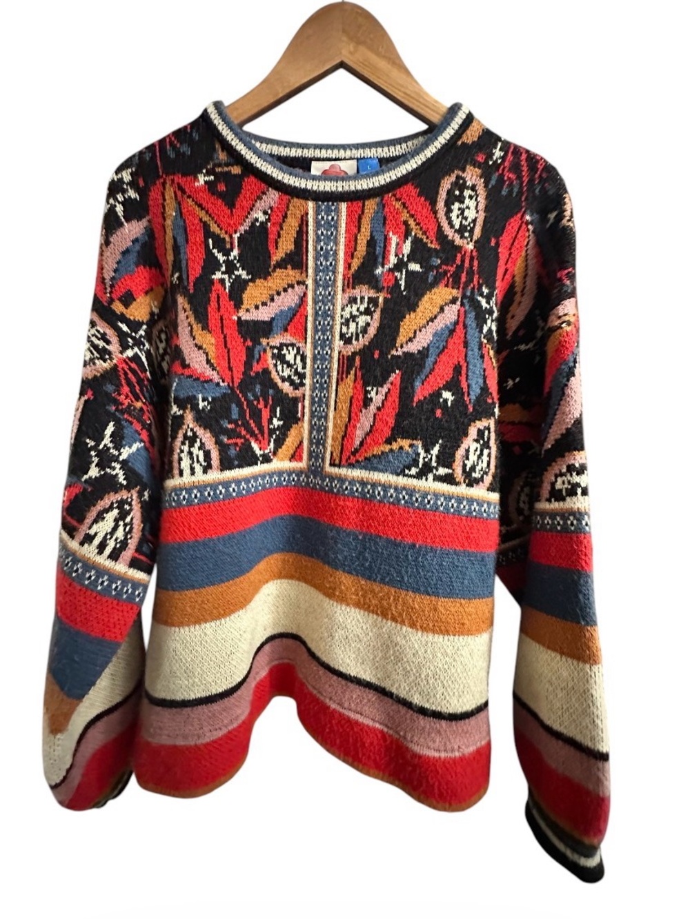 FARM RIO MIXED PRINT WOOL BLEND SWEATER Size L - Picture 3 of 7